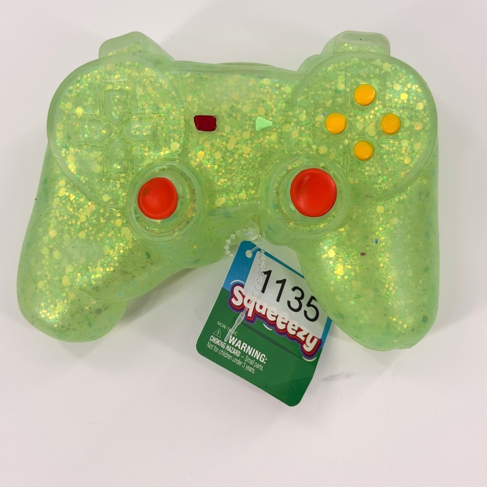 Toymendous Squeezy Fidget Toy‎ Kids OS Green Glitter Game Controller NWT